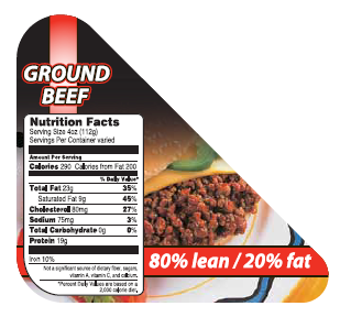 80% Lean / 20% Fat Nutritional Merchandising Label
